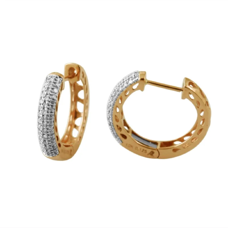 Chic Bridal Earrings-1/4 CTW Diamond Hoop Earrings in 10KT Yellow Gold