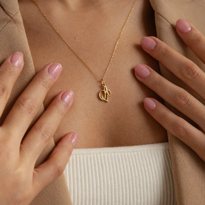 Elegant Sapphire Necklace-Initial Heart Necklace