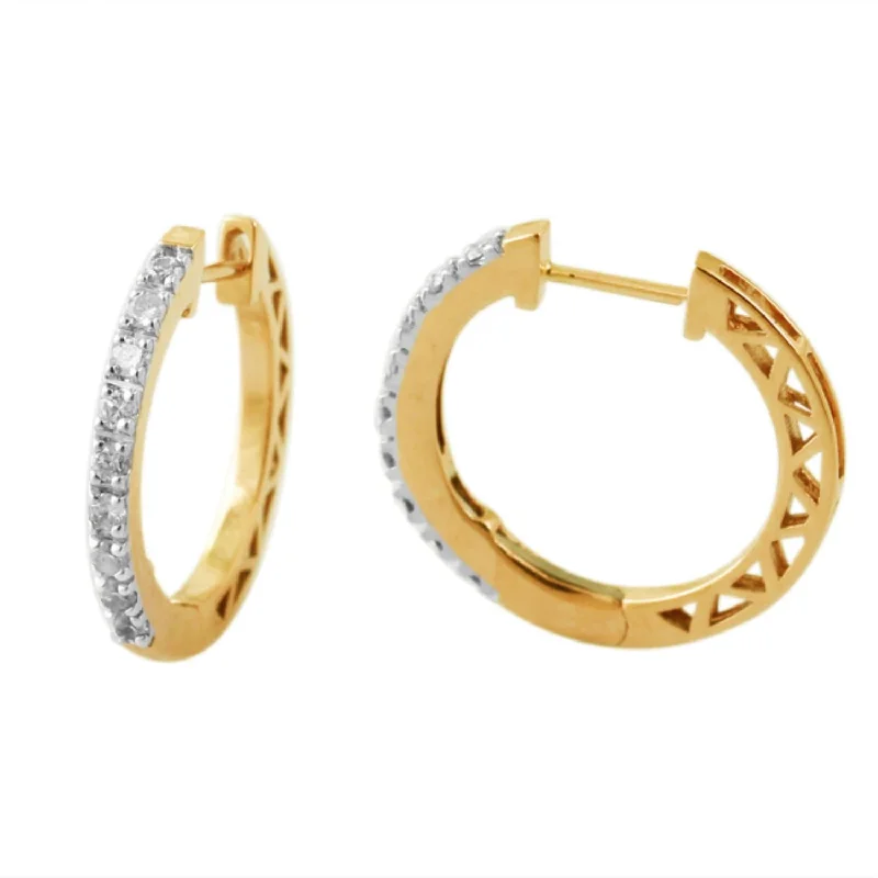 Sparkling Drop Earrings-1/4 CTW Diamond Hoop Earrings in 10KT Yellow Gold