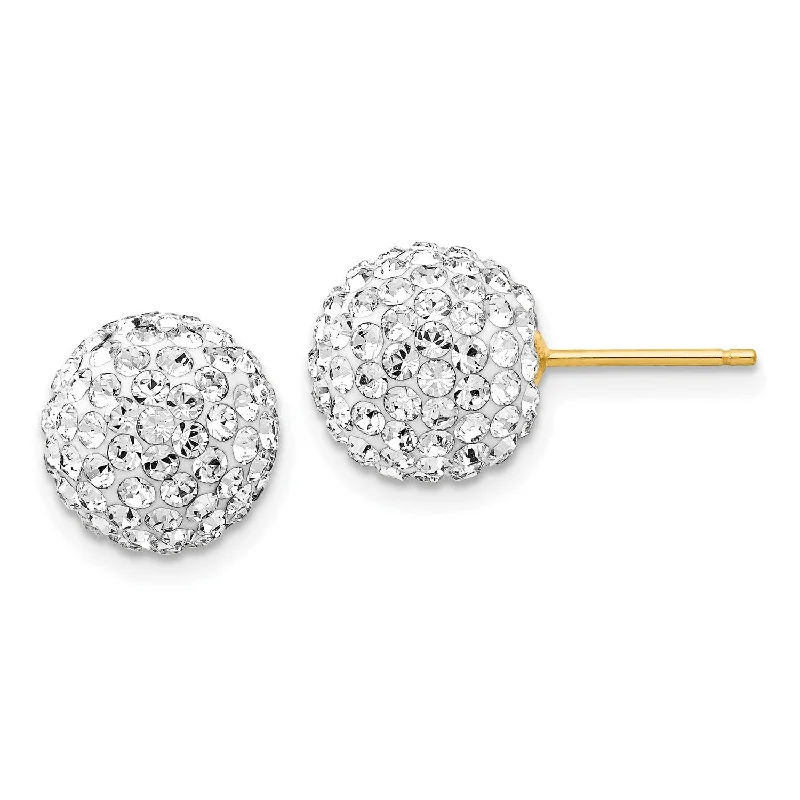 Minimalist Stud Earrings-14KT Yellow Gold Crystal 10MM Ball Stud Earrings