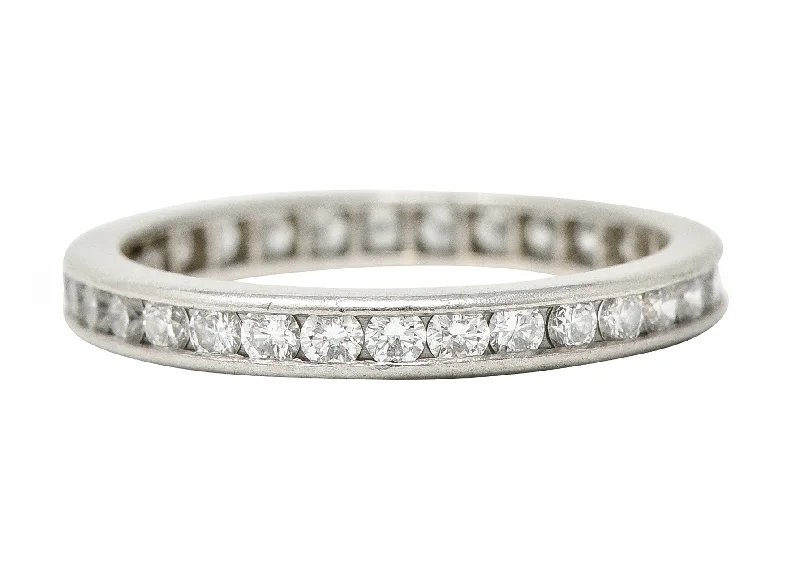 Gorgeous Wedding Band-Tiffany & Co. Contemporary 0.90 CTW Diamond Platinum Eternity Channel Band Ring