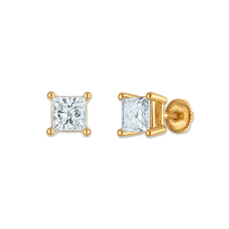 Vintage Wedding Earrings-EcoLove 3 CTW Lab Grown Diamond Stud Earrings in 10KT Yellow Gold