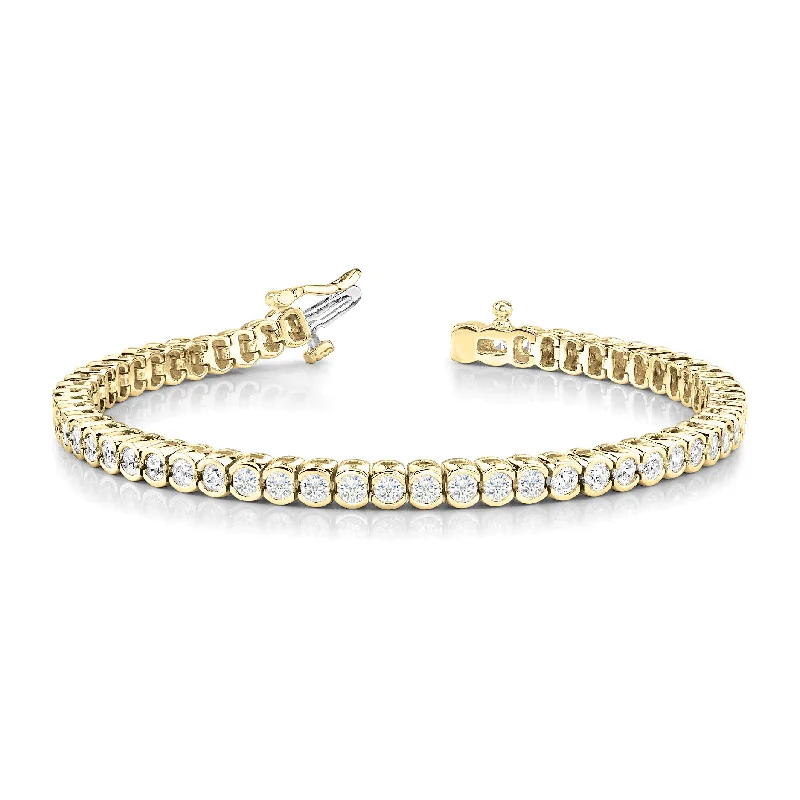 Simple Gold Cuff Bracelet-4.00 ctw Round Diamond Bezel Set Tennis Bracelet