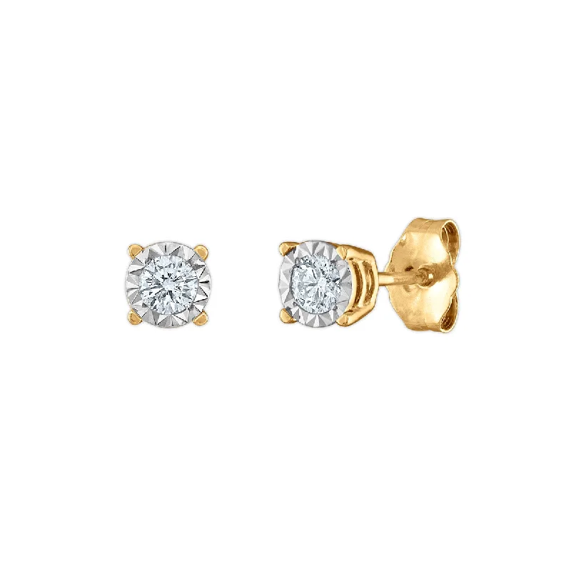 Elegant Wedding Earrings-EcoLove 1/4 CTW Lab Grown Diamond Stud Earrings in Yellow Gold Plated Sterling Silver