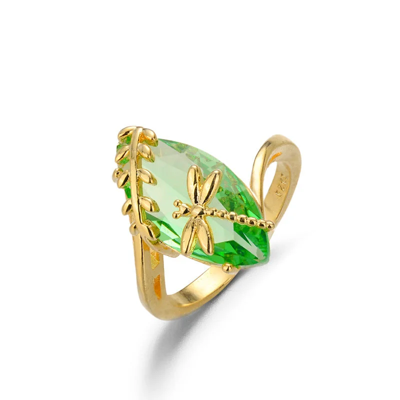 Olive Emerald Ring [Copper Plating Yellow Gold]]