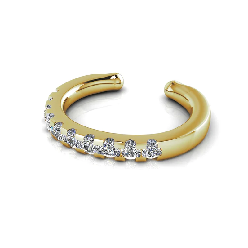 Ethnic Earrings for Women-Pavé-All-Day Ear Cuff in 14K Gold