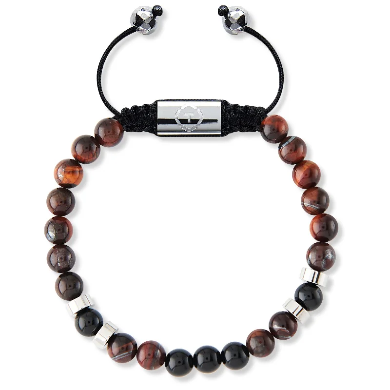 Boho Crystal Bracelet for Women-Red Tiger Eye & Onyx