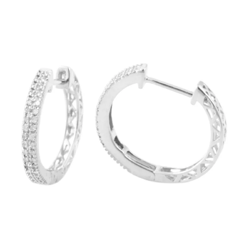 Customizable Earrings-1/10 CTW Diamond Hoop Earrings in 10KT White Gold