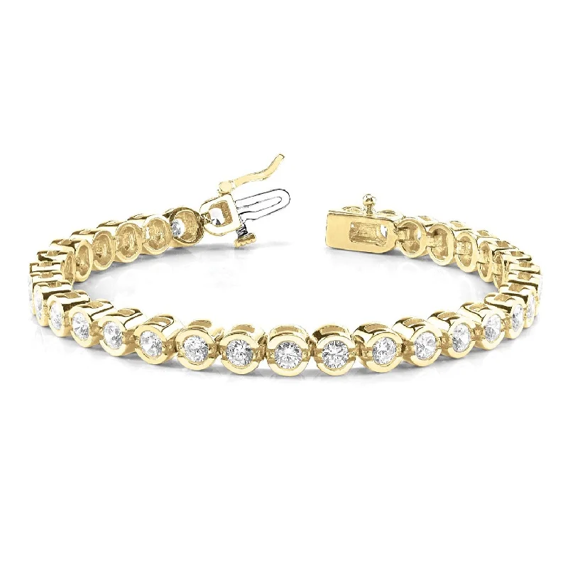 Personalized Gold Bangle Bracelet-5.00 ctw Round Diamond Open Bezel Channel Set Tennis Bracelet