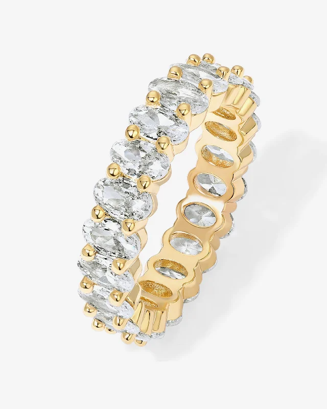 Custom Diamond Wedding Ring-Vermeil Oval Eternity Band