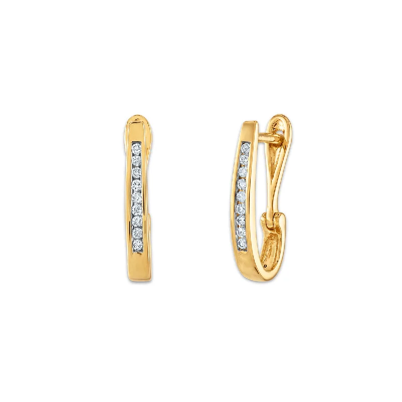 Handmade Dangle Earrings-1/10 CTW Diamond Hoop Earrings in 10KT Yellow Gold