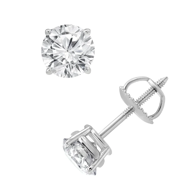 Gold Earrings with Crystals-14kt white gold diamond studs 2.00CTW