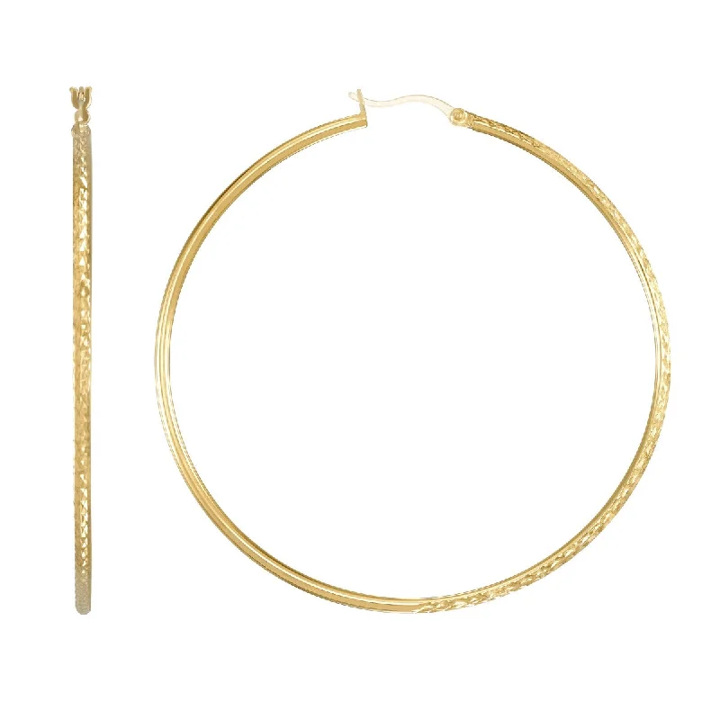 Classic Dangle Earrings-Simone I Smith Collection 18KT Yellow Gold Plated Sterling Silver 60X2MM Hoop Earrings