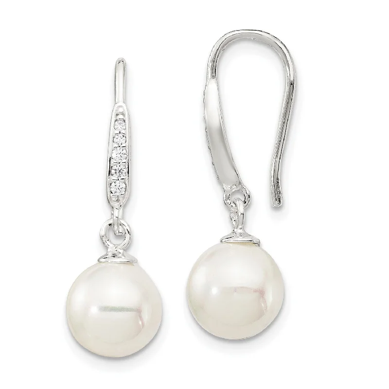 Personalized Name Earrings-Sterling Silver Pearl and Cubic Zirconia Drop & Dangle Earrings