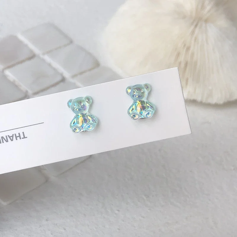 Cyan Laser Bear S925 Ear Studs