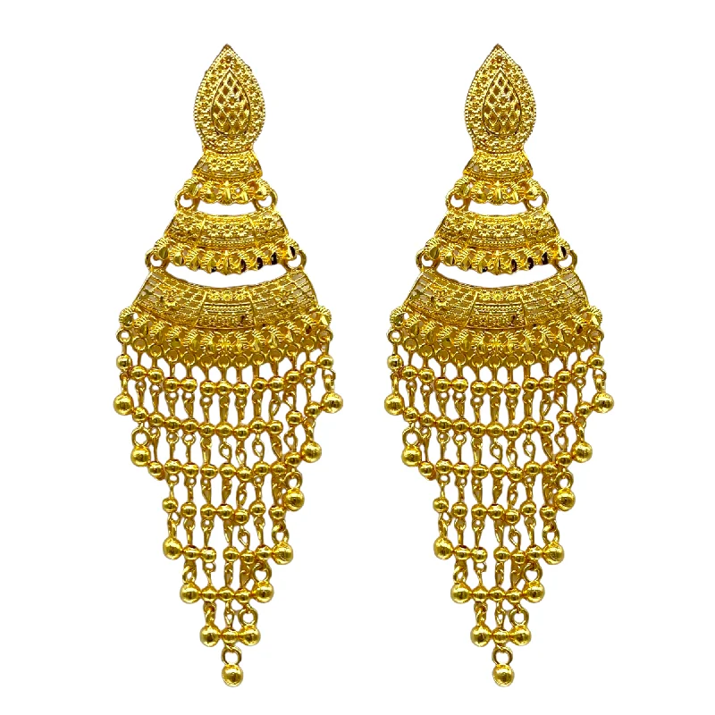 Vintage Earrings for Women-Dangling  Gold Earrings with Gold Beaded tassel