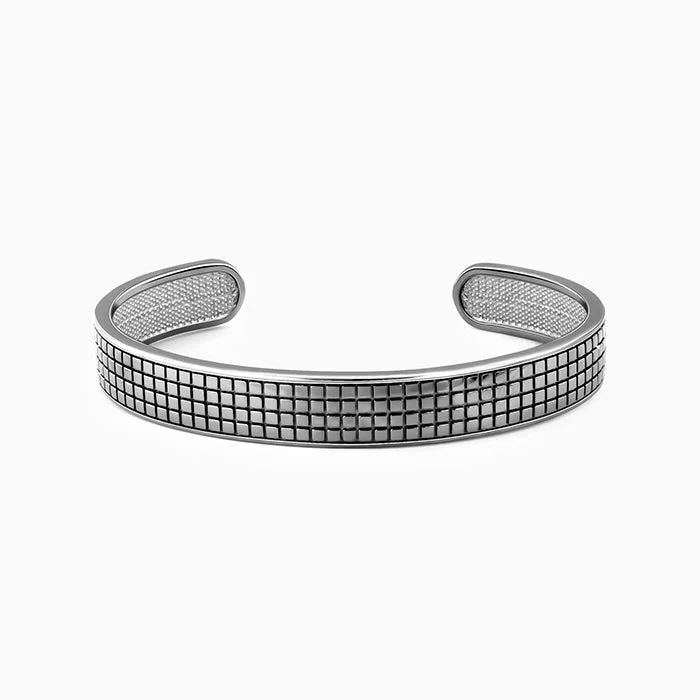 Women’s Beaded Bracelet-Black Rhodium Textured Kada For Him