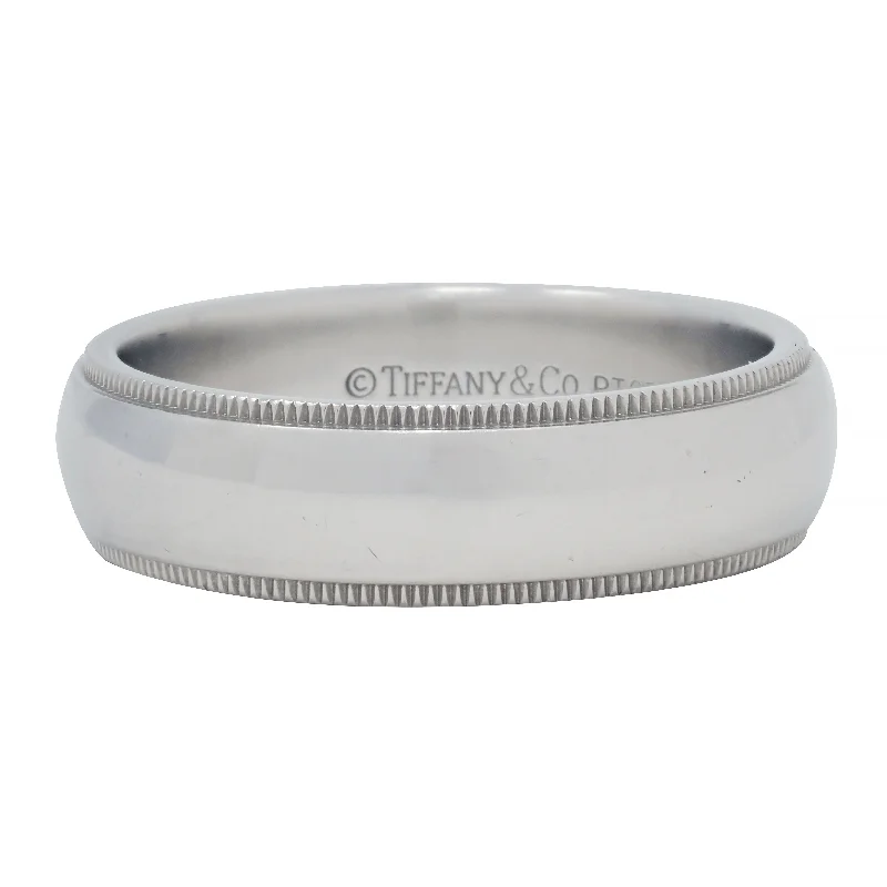 Men's Silver Wedding Band-Tiffany & Co. 1990's Platinum Unisex Vintage Men's Wedding Band Ring