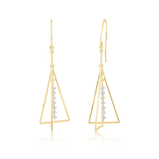 Silver Stud Earrings-1/10 CTW Diamond Drop & Dangle Earrings in 10KT Yellow Gold