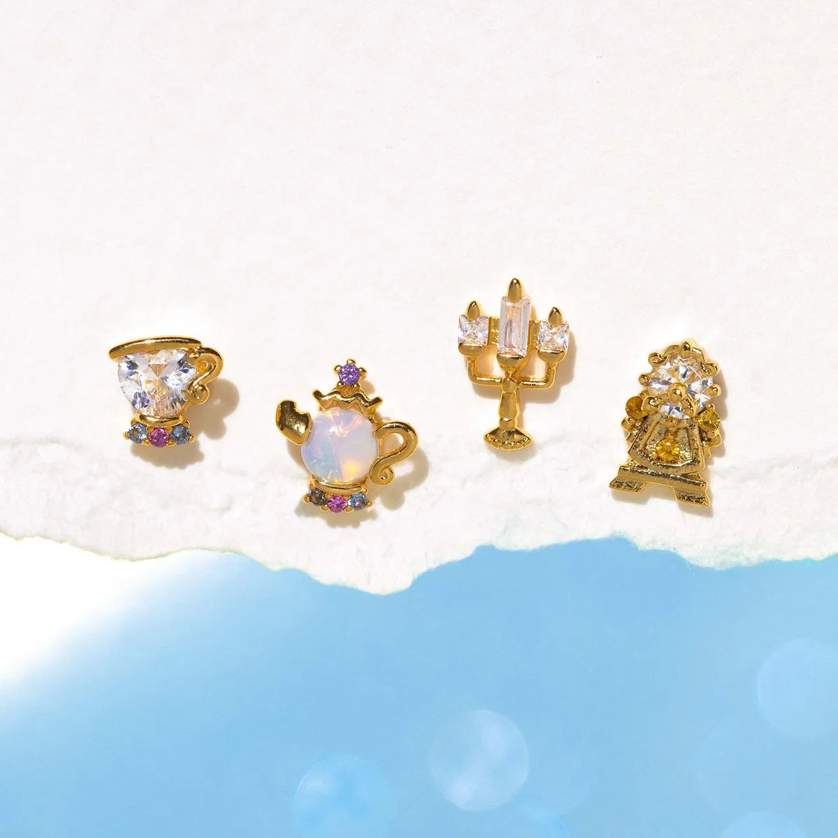 Colorful Stud Earrings-1 Set 1 Pair Cute Cartoon Character Inlay Brass Zircon Ear Studs