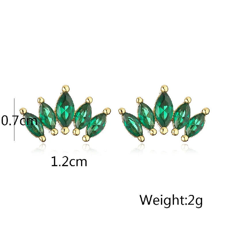 Lightweight Hoop Earrings-1 Piece Basic Commute Geometric Copper Plating Inlay Zircon 18k Gold Plated Ear Studs