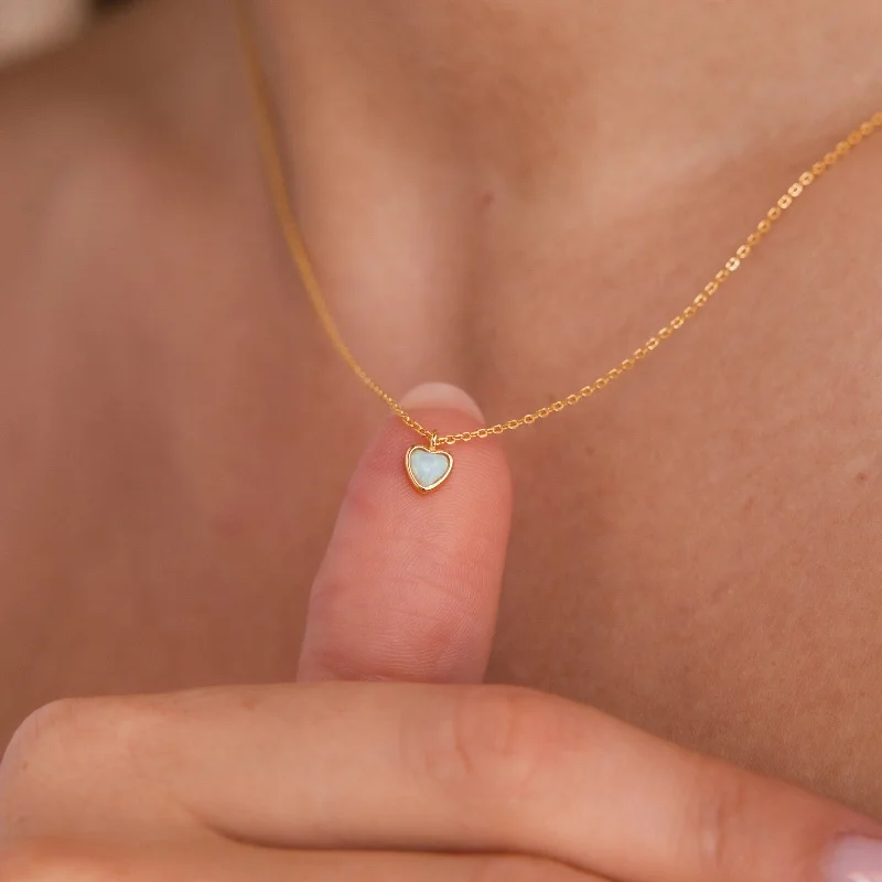 Stunning Crystal Necklace-Tiny Opal Heart Necklace