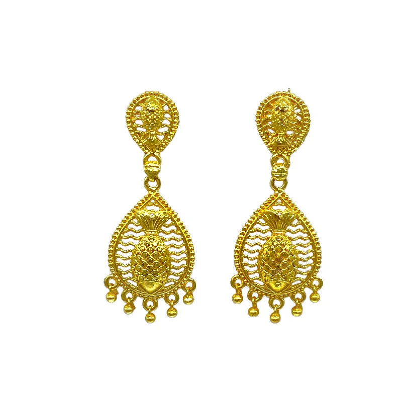 Butterfly Design Earrings-Gold Teardrop  Earrings with fish design