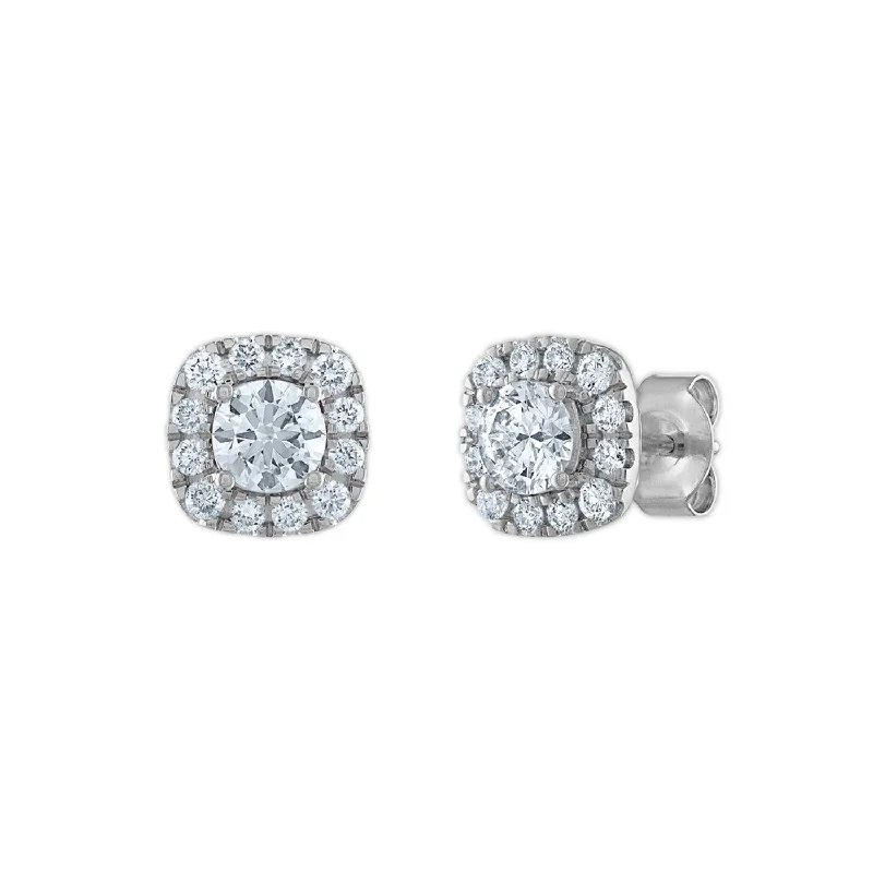 Dangle Earrings with Gems-EcoLove 1 CTW Lab Grown Diamond Halo Stud Earrings in 14KT White Gold