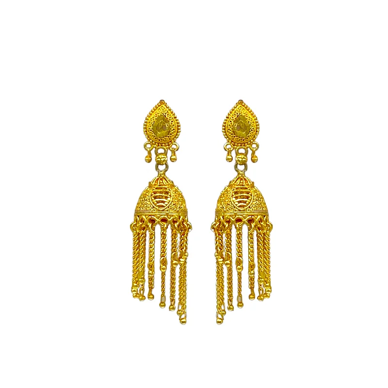 Crystal Drop Earrings-Gold Zumkha with chain Tassel  Earrings