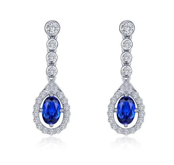 Crystal Earrings for Women-Oval Halo Drop Earrings