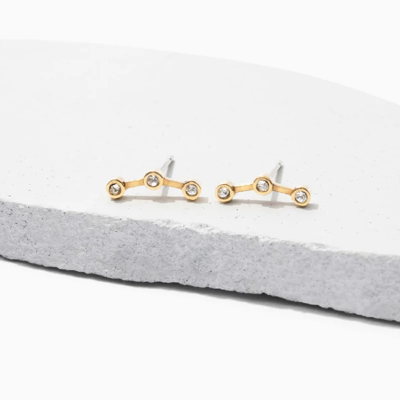 Modern Silver Drop Earrings-Ellie Studs