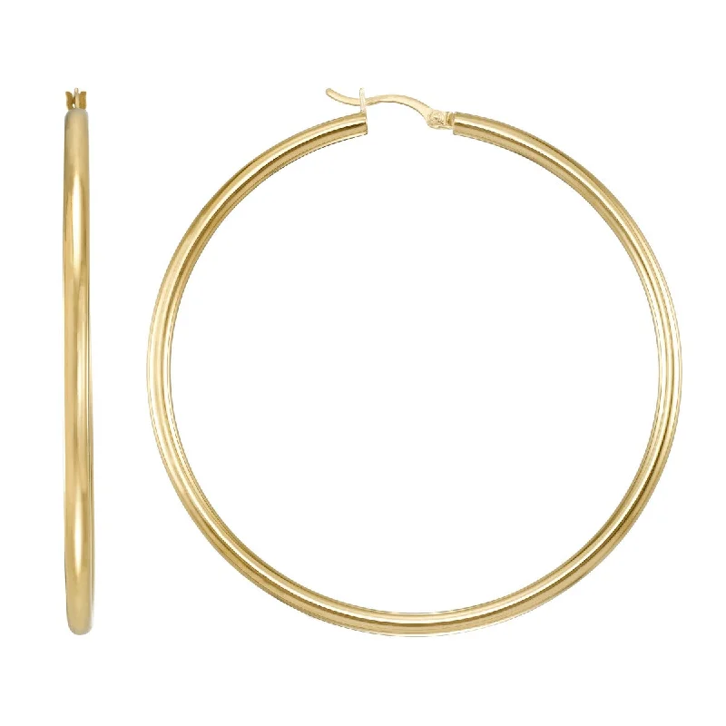 Hoop Earrings with Gemstones-Simone I Smith Collection 18KT Yellow Gold Plated Sterling Silver 65X3MM Hoop Earrings