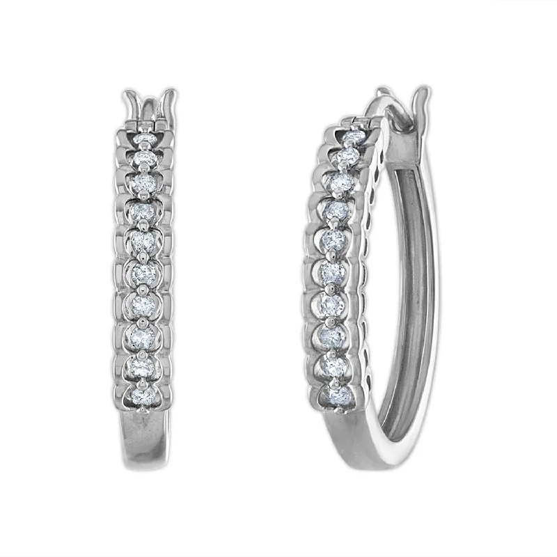 Classic Gold Stud Earrings-1/4 CTW Diamond Hoop Earrings in Sterling Silver