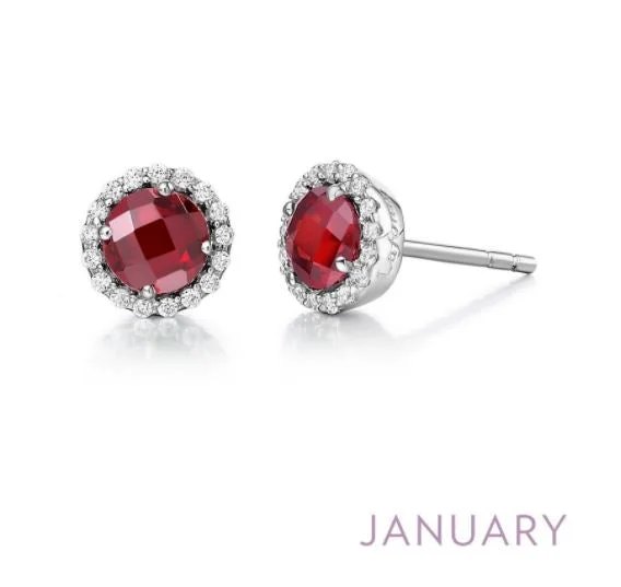 Custom Engraved Earrings-January Birthstone Earrings