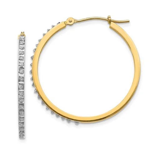 Sparkling Hoop Earrings-Diamond Fascination 14KT Yellow Gold 33MM Diamond Accent Hoop Earrings