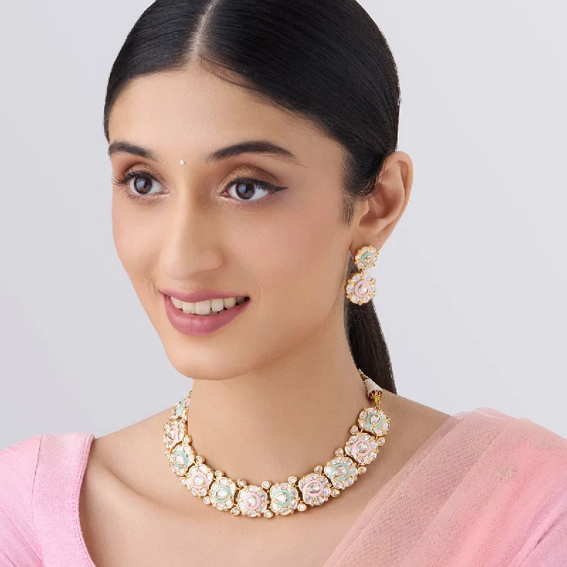 Diamond Heart Necklace-Kundan Necklace 161658