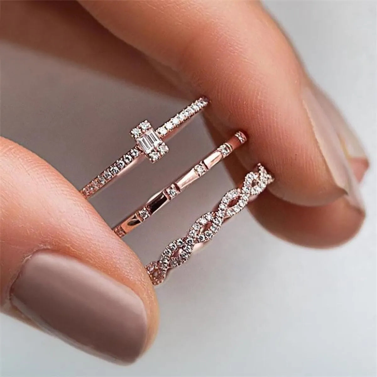 Silver Wedding Band with Diamonds-New Fashion Zircon Creative Cross Copper Fine Ring