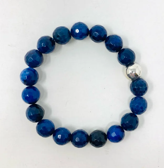 Custom Wedding Bracelet for Bride-Faceted Blue Jade Bracelet