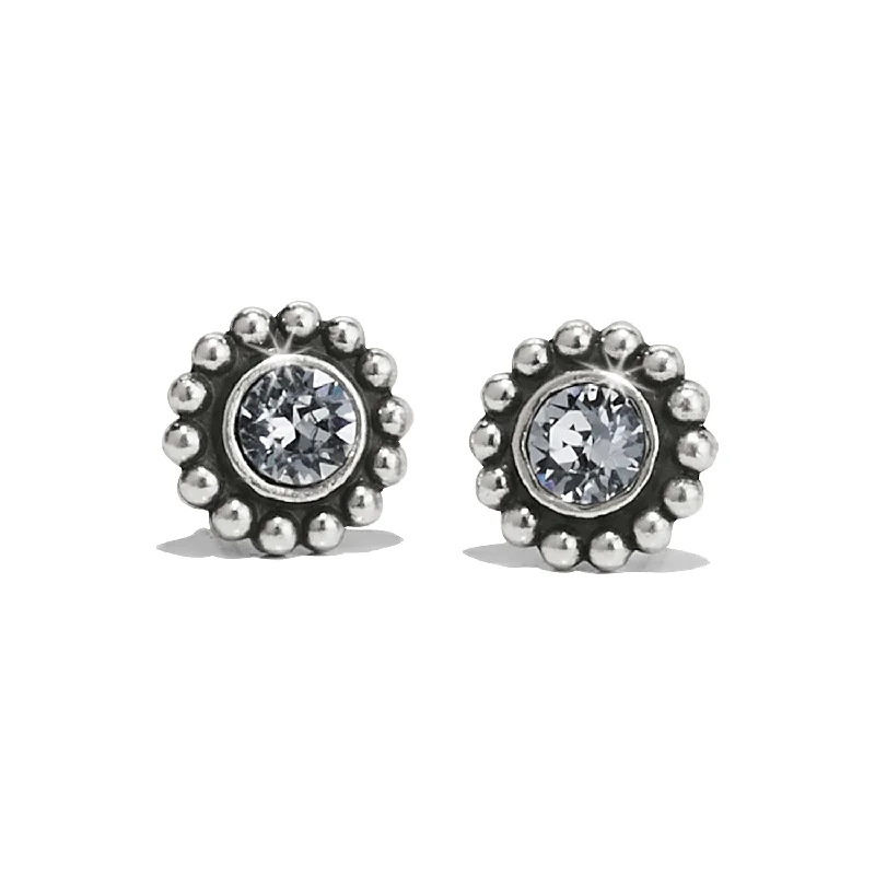 Party Earrings for Women-White Twinkle Mini Post Earrings-April