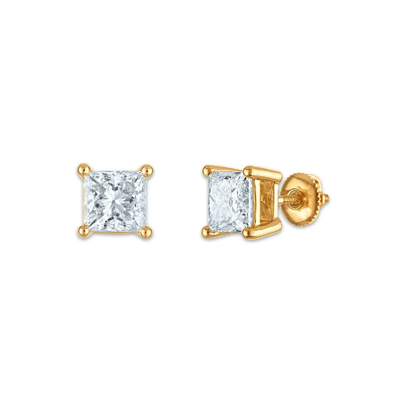 Trendy Drop Earrings-EcoLove 4 CTW Lab Grown Diamond Stud Earrings in 10KT Yellow Gold