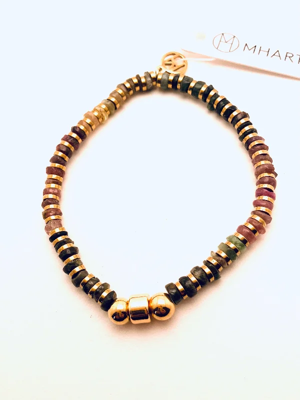 Elegant Diamond Bracelet-Stretch Rainbow Gold Tourmaline Bracelet