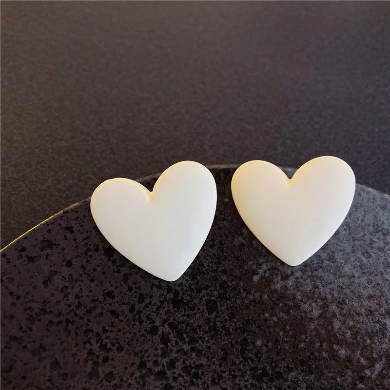 0356 M White Big Peach Heart 925 Silver Needle