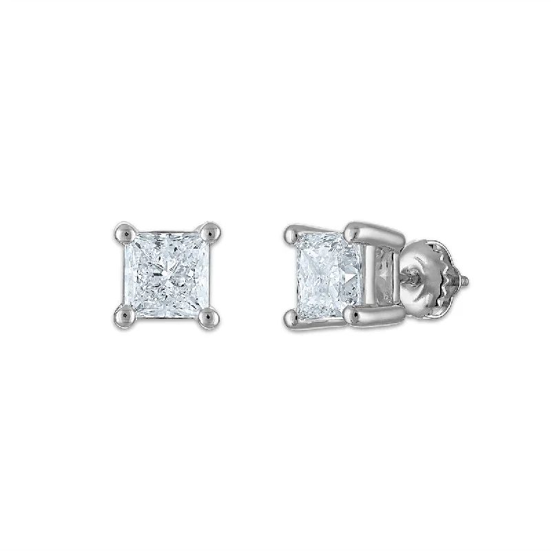 Dainty Earrings for Women-EcoLove 2 CTW Lab Grown Diamond Stud Earrings in 10KT White Gold