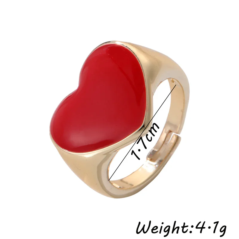 Men's Ring with Diamonds-Elegant Streetwear Heart Shape Copper Enamel Open Rings