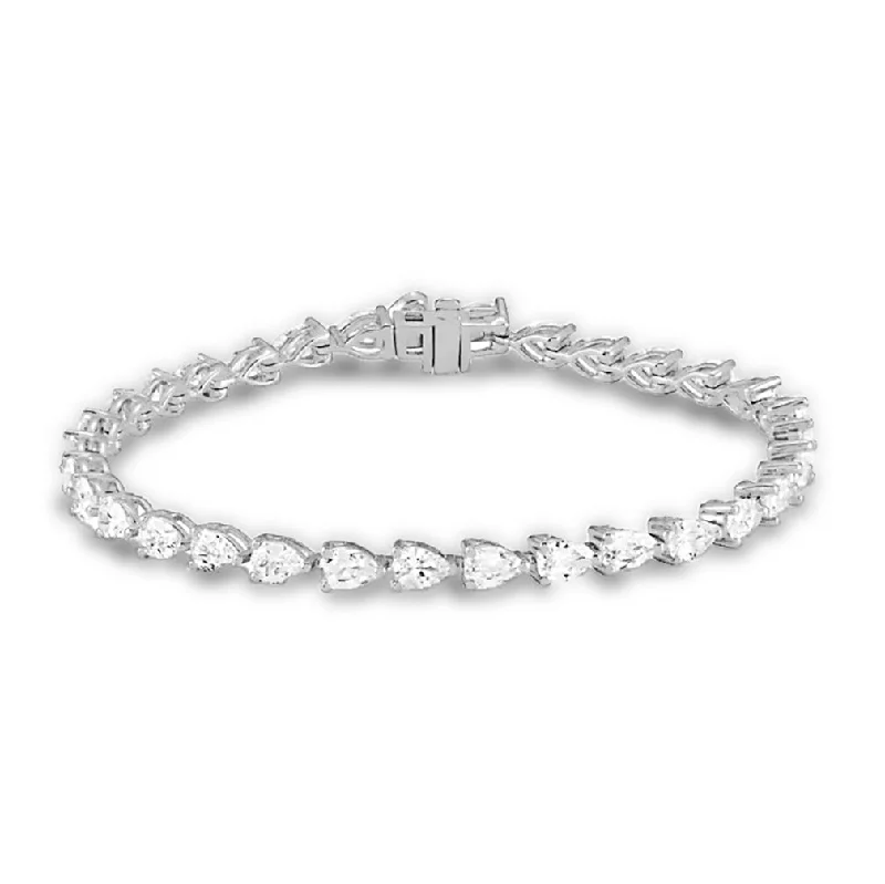 Classic Charm Bracelet for Women-Pear Shape Diamond Tennis Bracelet