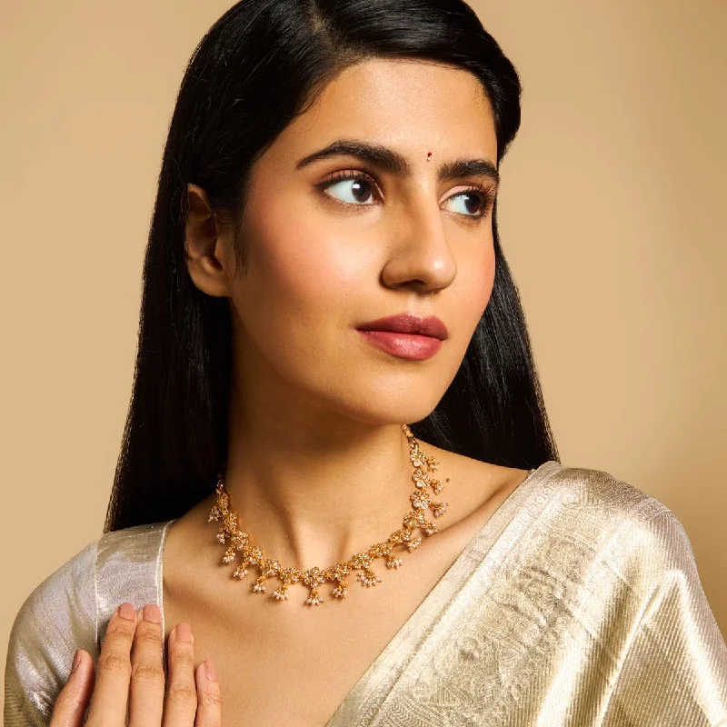 Simple Gold Necklace-Silver Temple Necklace 173468