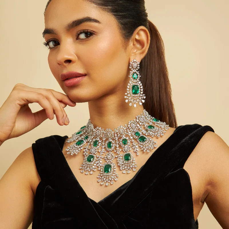 Chunky Statement Necklace-Zircon Necklace 165597