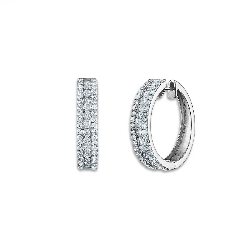 Artistic Drop Earrings-Red Hot Deal  3 CTW Lab Grown Diamond Hoop Earrings in 14KT White Gold