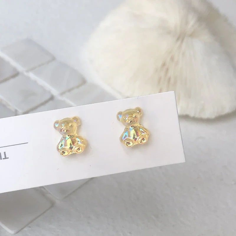 Yellow Laser Bear S925 Ear Studs