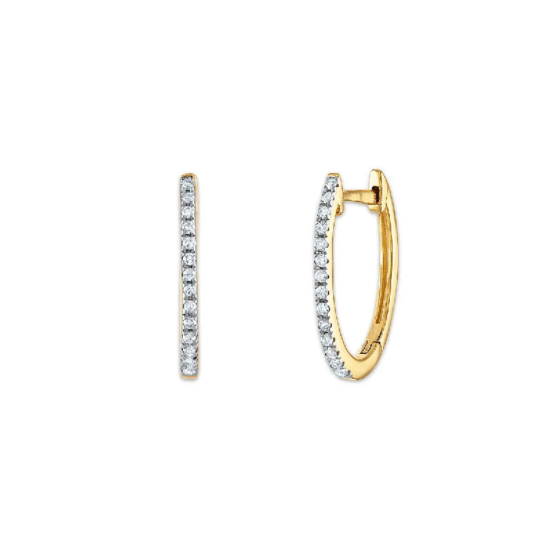 Beautiful Drop Earrings-1/10 CTW Diamond Oval Hoop Earrings in 10KT Yellow Gold